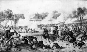 荒野の戦い、バージニア州、5月5日と1864年6月、パブ。 Currier und Ives（彫刻）（bundw写真） 作： American School