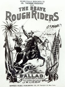 The Brave Rough Riders」、ソングシートのカバー、印刷：Bartch Music Publishing Co, New York 作： American School