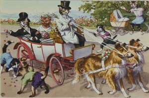 新郎新婦、20世紀初頭のアメリカの絵葉書 作： American School
