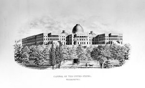 アメリカ合衆国議会議事堂、ワシントンDC、c。 1852 作： American School