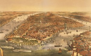 ニューヨーク市、パブ。 Currier and Ives、1870 作： American School