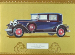クラブセダン、パッカード社のカスタムエイト、1930年発行（カラーリトグラフ） 作： アメリカの学校