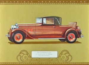 コンバーチブル・クーペ、パッカード社のカスタム・エイト、1930年発行（カラーリトグラフ） 作： アメリカの学校