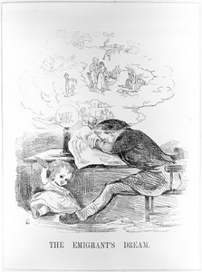 1847年3月20日、ヤンキーDoodleに掲載された移民の夢 作： American School