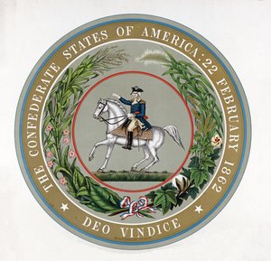 アメリカ連合国国璽：1862年2月22日 - デオ・ヴィンディス 1911年発行（カラーリトグラフ） 作： アメリカの学校