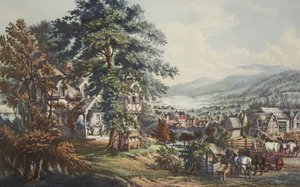 エヴァンジェリンの家、アカディアンランド、パブ。 1864年、キュリアーとアイブス 作： American School