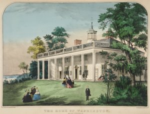 The Home of Washington, Mount Vernon, Va., pub. c.1857 (カラーリトグラフ) 作： American School