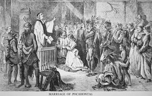 ポカホンタスの結婚（c.1595-1617）1614年（エングレービング 作： American School