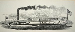 ミシシッピのサイドウィーラー「カレドニア」、1830年頃（彫刻） 作： American School
