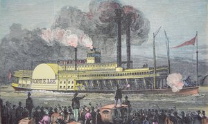 ロバート・E・リー号」1870年頃（彩色済み彫刻画 作： American School