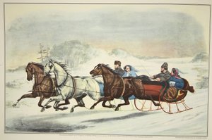 そりレース、パブ。 1859年、キュリアーとアイブス 作： American School