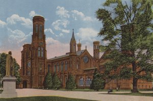 スミソニアン博物館、ワシントンDC（カラーリトグラフ） 作： アメリカの学校