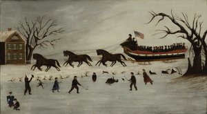 そりに乗るサフラゲット、1870-90年 作： American School