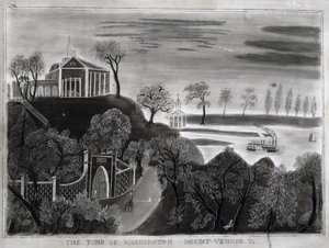 1807年以降のワシントンの墓、マウントバーノン、バージニア州（サンドペーパー上のグラファイト） 作： American School