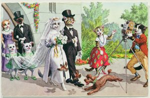 結婚式、20世紀初頭のアメリカの絵葉書 作： American School