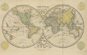The World、「The Boston School Atlas」の 17 ページからの画像。 元素地理学、天文学等付（第4版）【地図、解説文付】 作： American School
