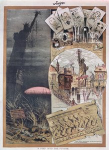 自由の女神の未来。 1886年に建設された頃のジャッジ誌の風刺画 作： American School