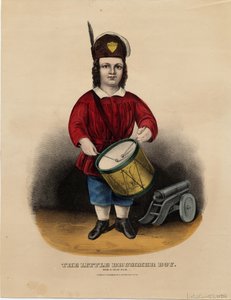 ドラマーの男の子：rub-a-dub-dub、pub Currier＆Ives、1860年頃 作： American School