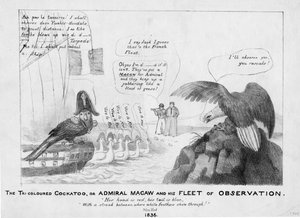 3色のオウム、またはマコー提督と彼の観察艦隊、1836年 作： American School
