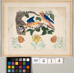 3本のバラと鳥の家族 作： American School