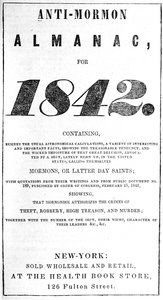 1842年の反モルモン暦のタイトルページ（印刷） 作： American School