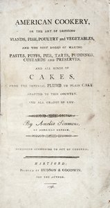 アメリア・シモンズによって書かれたアメリカ料理のタイトルページ、ハドソン＆グッドウィン発行、1796年