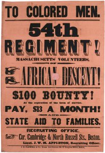 色の男性に。第54連隊！マサチューセッツ州ボランティア、アフリカ系、1863年 作： American School
