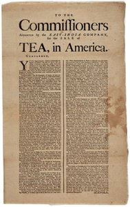 東インド会社によって任命された委員に、アメリカでのお茶の販売のために、1773年にScaevolaに署名 作： American School