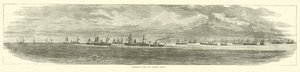 1864年12月、フェデラルポイント沖の輸送艦隊 作： American School