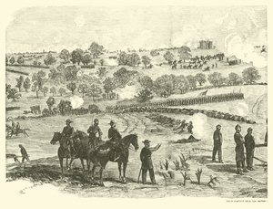 中心部近くの連合の位置、ゲティスバーグの戦い、1863年7月2日 作： American School