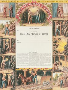 ユナイテッド鉱山労働者証明書、1890 作： American School