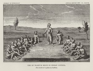 インディアンカウンシルでのWampumベルトの使用 作： American School