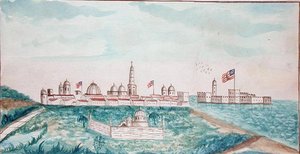 ベラクルス、城と墓地（水彩・紙） 作： American School