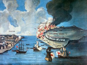 ボストンの景色とバンカーヒルの戦い 作： American School