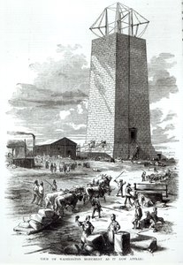 フランクレスリーによって刻まれた「グリーソンの絵画のドローイングルームコンパニオン」からの現在のワシントン記念碑の眺め、1854年（彫刻）（bundw写真） 作： American School