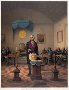 マスター・メイソンとしてのワシントン、パブ。 1870 作： American School