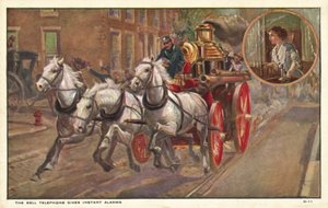 消防車のために電話をかける女性 作： American School