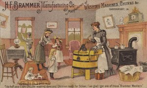 洗濯機を使用している女性 作： American School