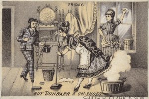 女性の掃除と拭き取り 作： American School