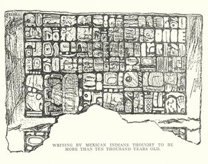 1万年以上前に書かれたとされるメキシコ・インディアンの文字（石版画） 作： American School