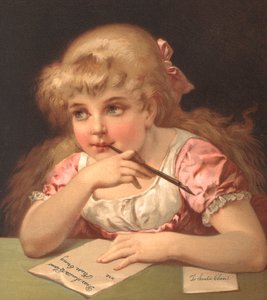 サンタクロースに手紙を書く少女 作： American School