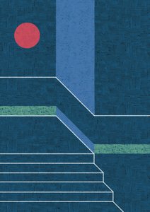 赤い円と青い階段 作： 