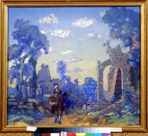 イタリアのミュージシャン。 アナトリー・アファナシエビッチ・アラポフ (1876-1949) の絵画。 キャンバスに油彩、58 x 65 cm 作： Anatoli Afanasyevich Arapov