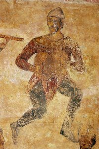 ミュージシャンとアクロバットの詳細 作： Ancient Russian frescos