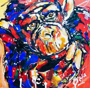 カラフルな犬の肖像画