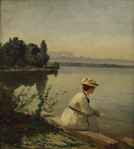 シュタルンベルク湖のレオーニの近く (キャンバスに油彩) 作： Anders Andersen Lundby