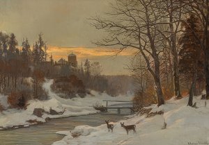 冬の小川の風景 作： Anders Andersen Lundby