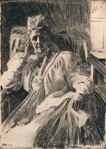 スウェーデンのダワガー女王のエッチング、c1909 作： Anders Leonard Zorn