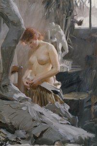 ウィックストロムのスタジオで 作： Anders Leonard Zorn