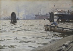 ハンブルク港、1891年（紙にトイレ） 作： Anders Leonard Zorn